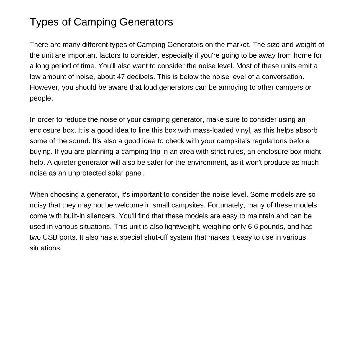 Key Features & Specifications for Camping Generators Buyers Must Know